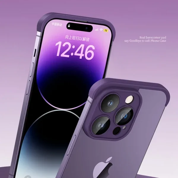 Frameless Corner Pad TPU Bumper For iPhone 16 15 14 Plus 13 12 11 Pro Max With Tempered Glass Camera Lens Protection - Image 2